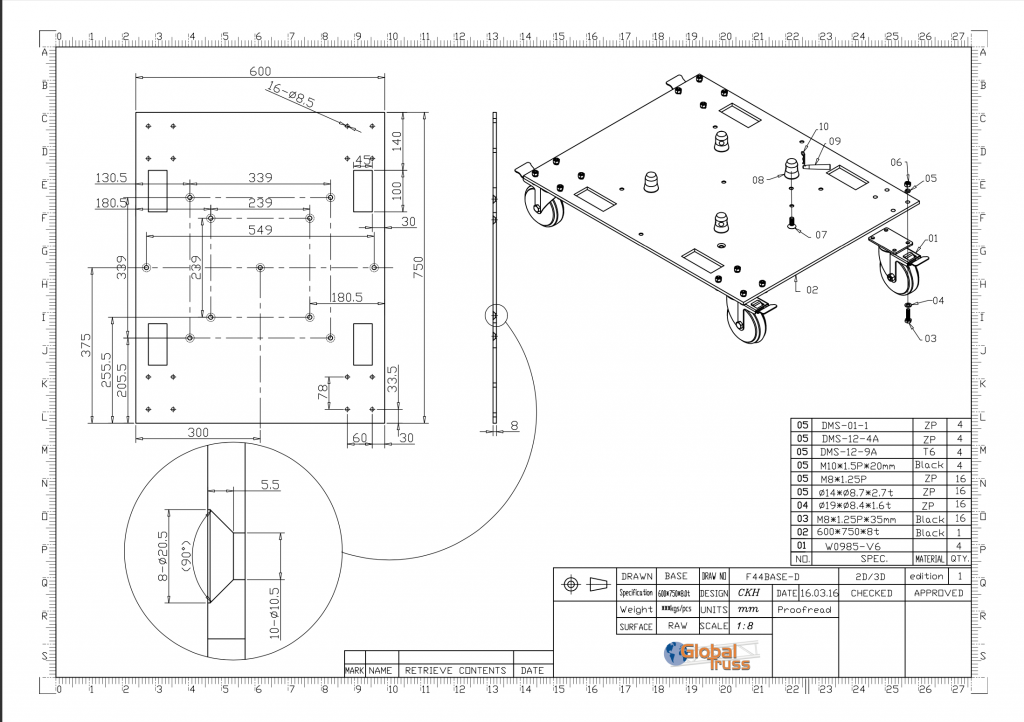 Wheel Base Plate Data